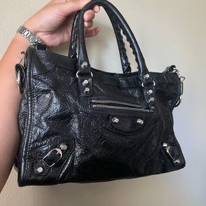 Balenciaga SMALL city bag - black with Silver hardware